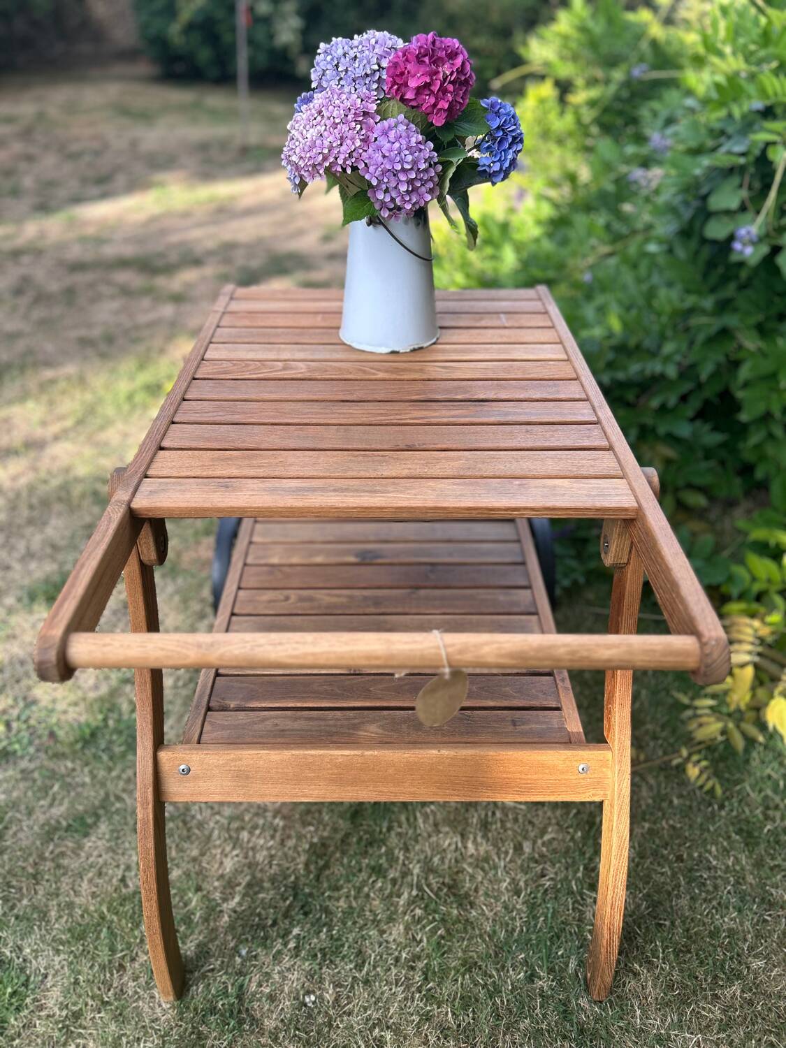 Exotic wood serving trolley