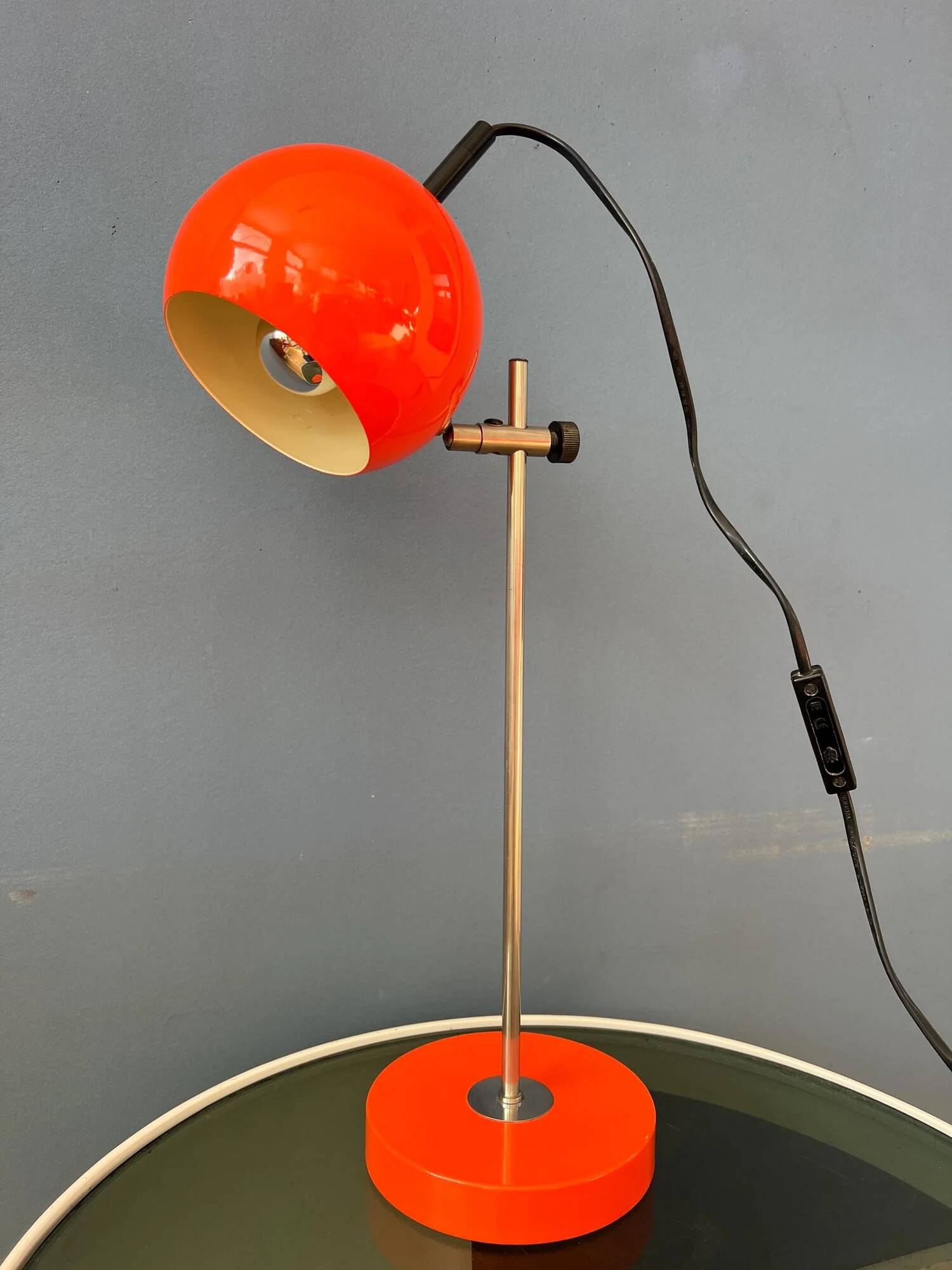 Mid-century orange eyeball space age desk lamp