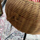 Wicker basket on foot fabric inner covering