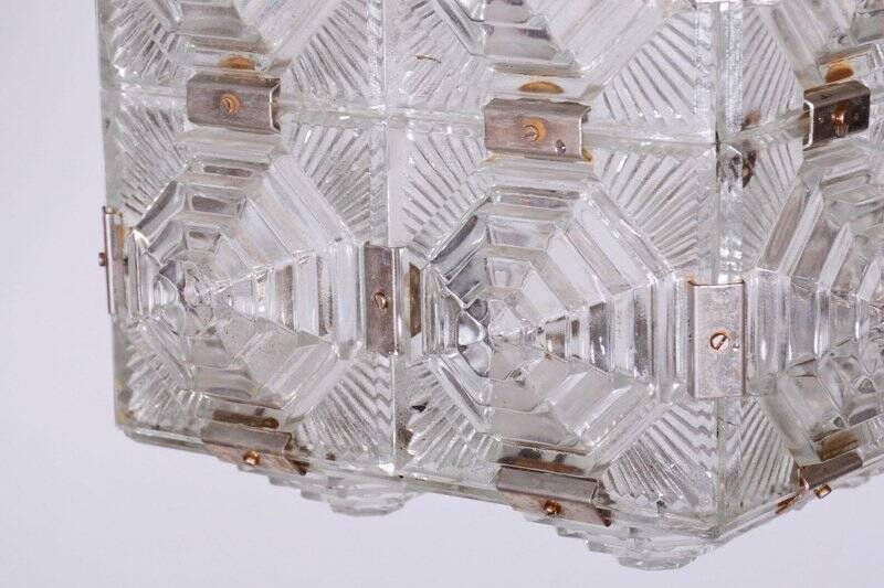 Mid-Century Chandelier in Chrome and Glass from Kamenický Šenov, Czech, 1960s