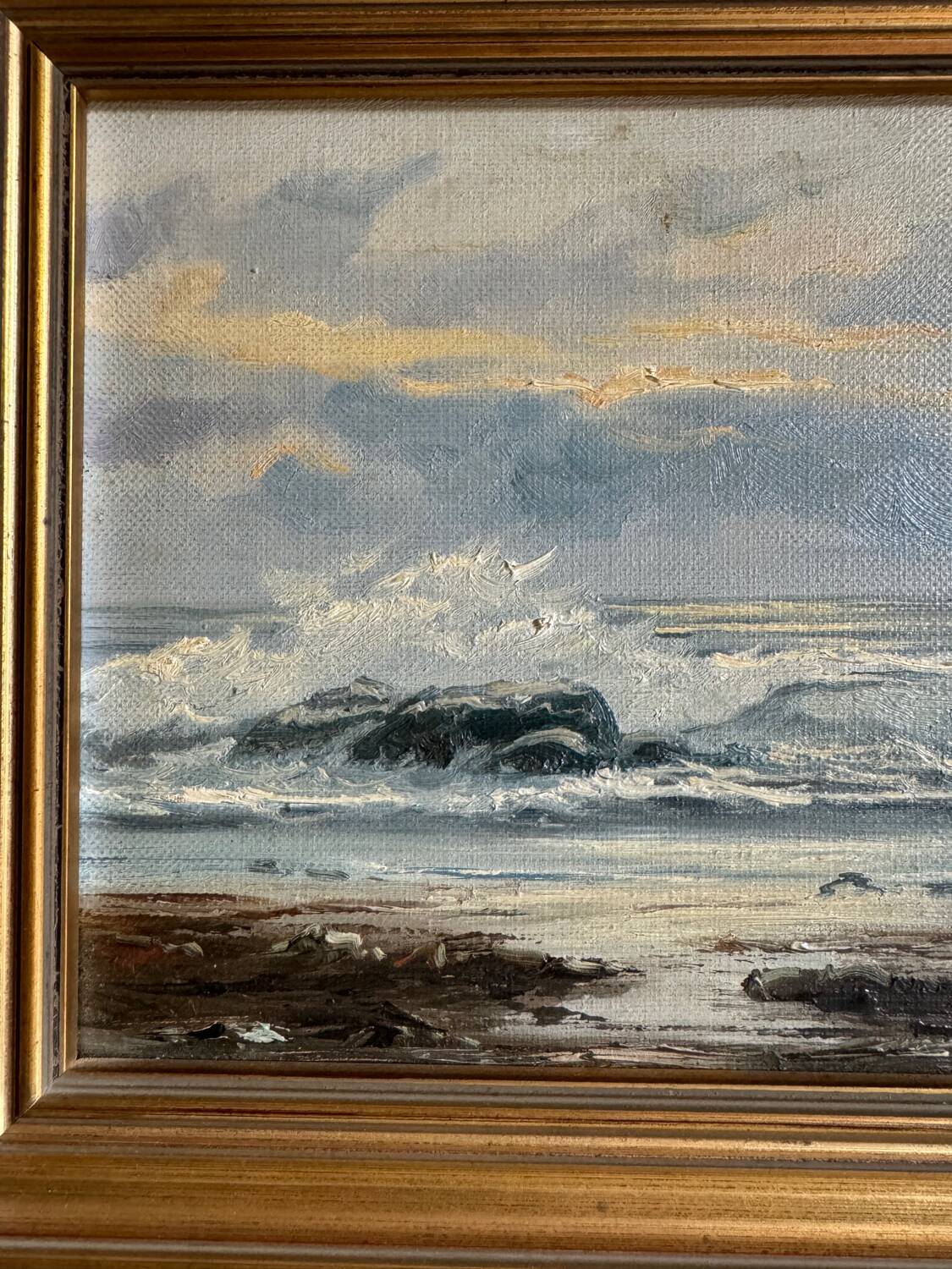 Oil painting on canvas Marine gold frame