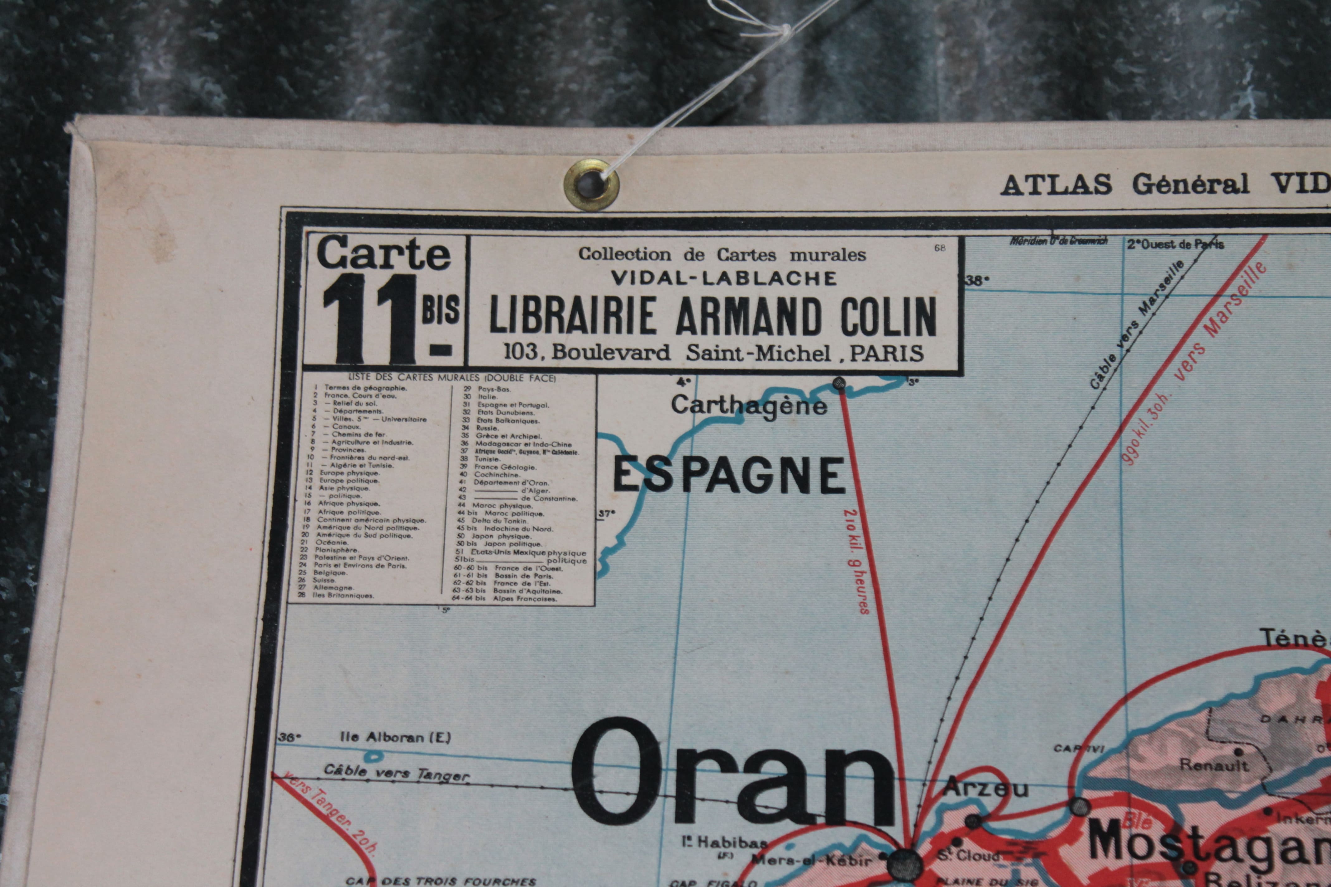 School map Vidal 11 bis Algeria and Tunisia