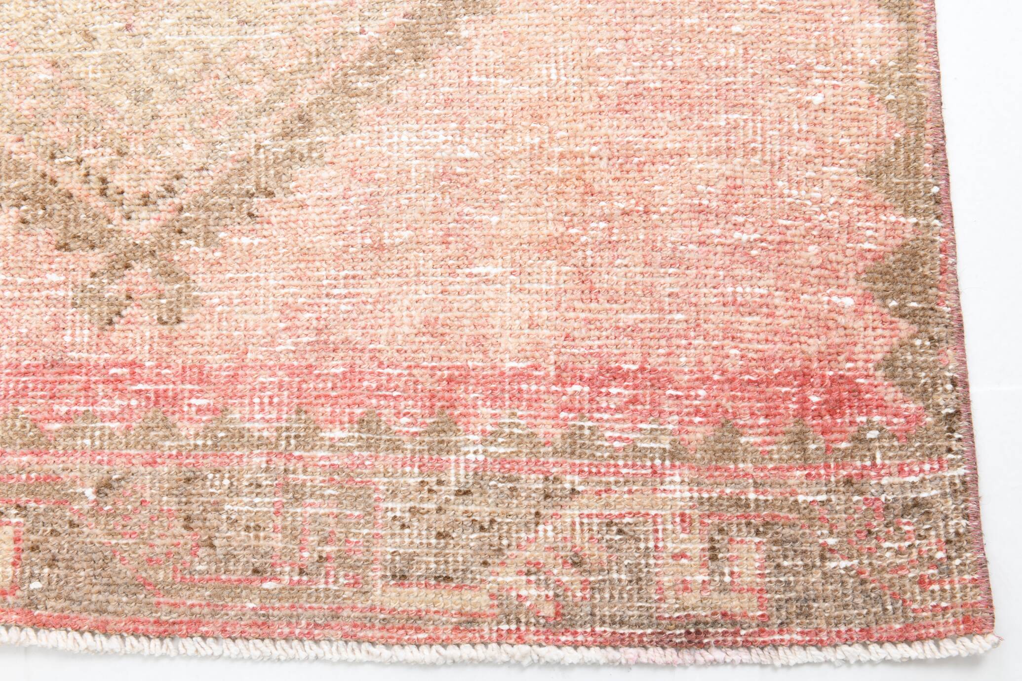 3x13 Pink & Brown Long Classic Vintage Runner Rug, 92x415Cm