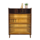 Donker vintage fineer design vitrinekast Jirak, boekenkast