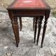 Series 3 Tables Trundles Wood Bent Feet + Top Embossed Leather Vintage Red