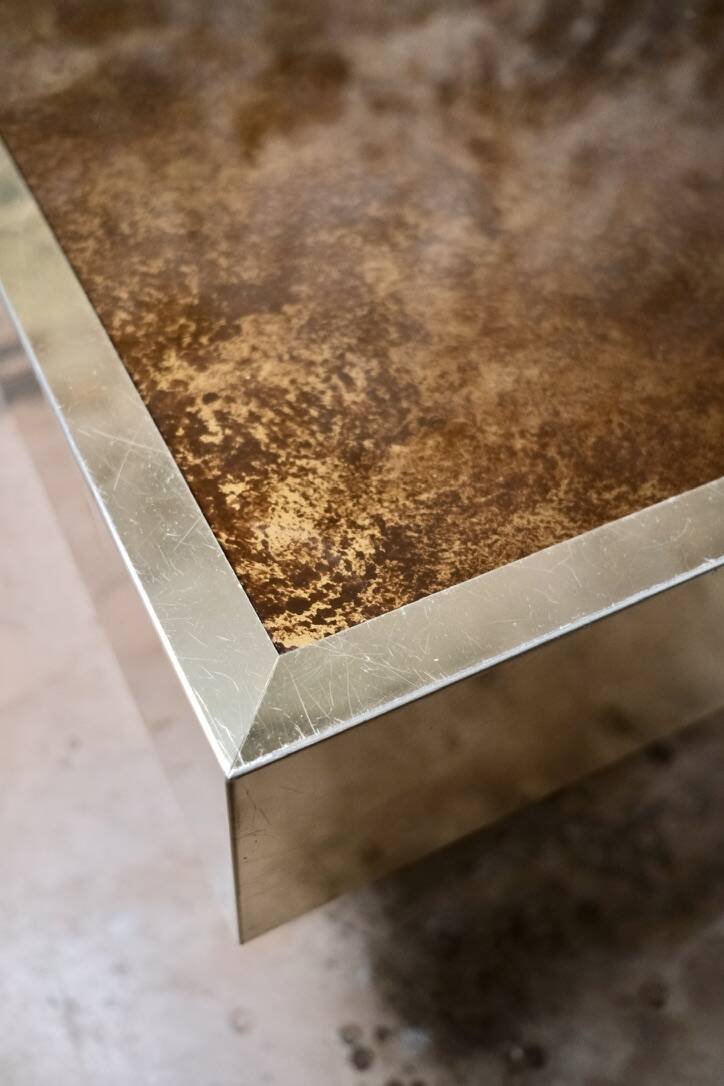 Brass solar flare bar coffee table, Cidue, Italy, 1970s