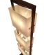 Column totem floor lamp in teak and frosted resin Scandinavian design