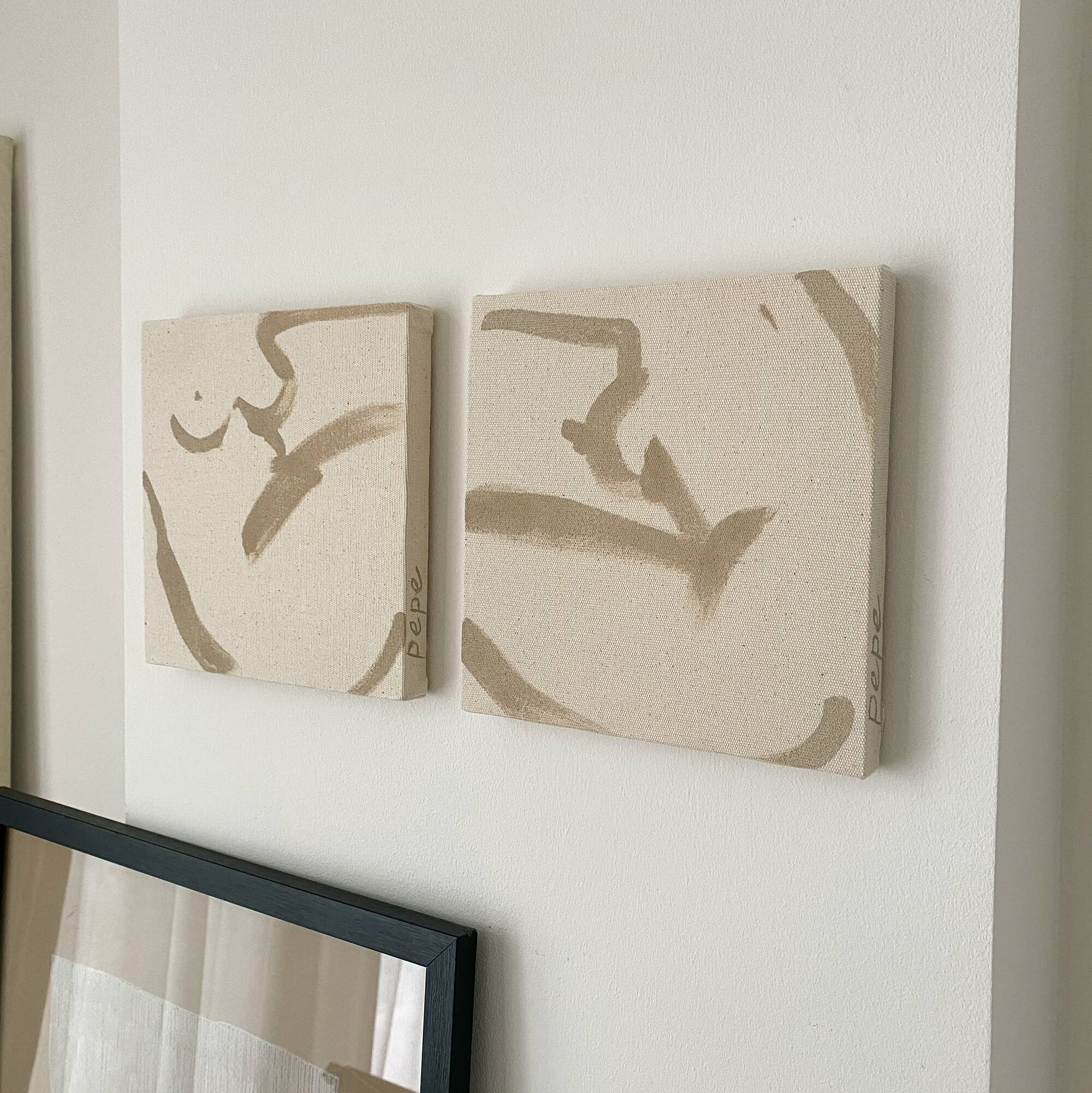 Set of abstract painting on canvas, 20x20cm
