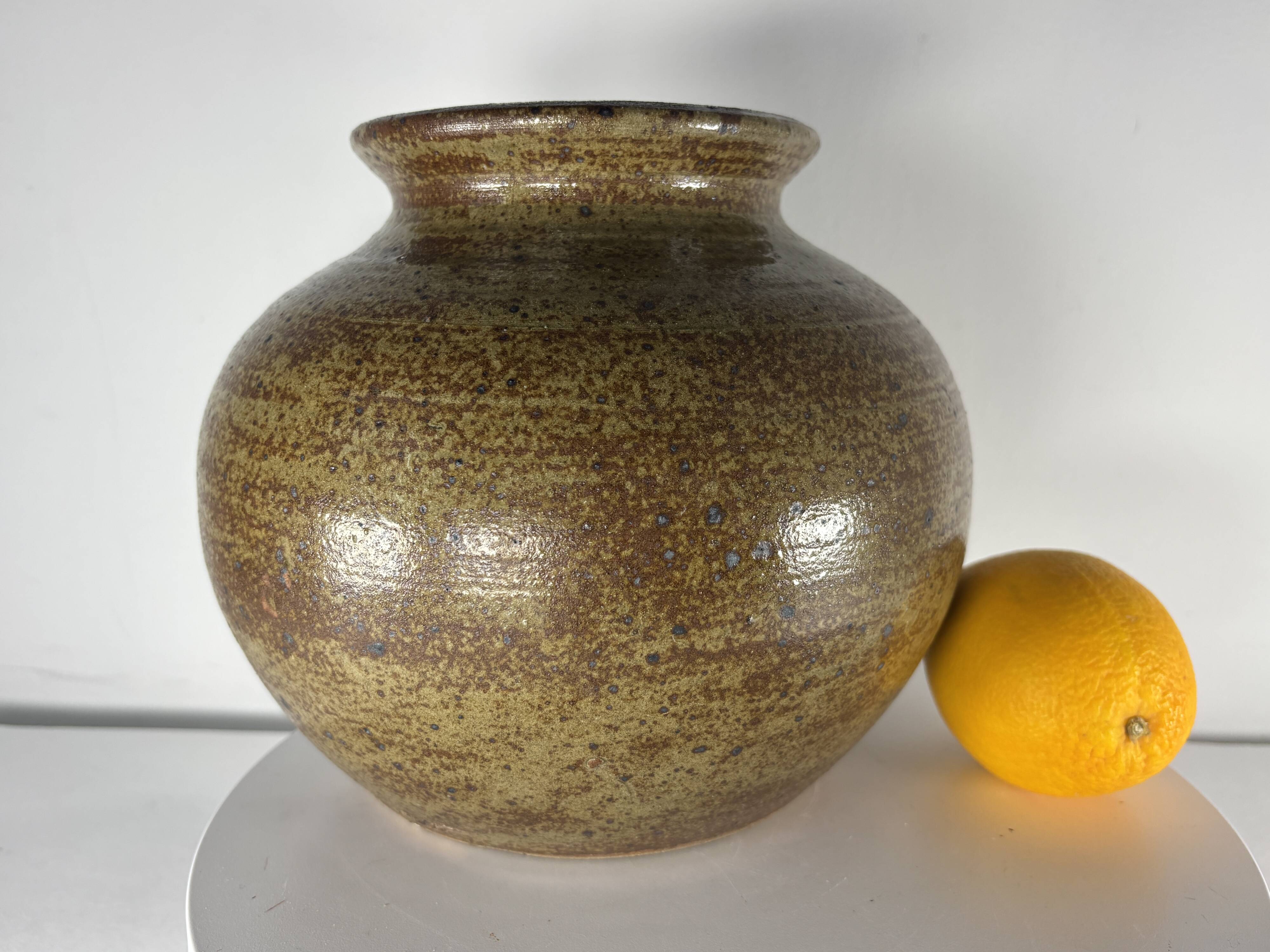 Round stoneware vase by Guy Baudat, France, Vintage 1970, XL