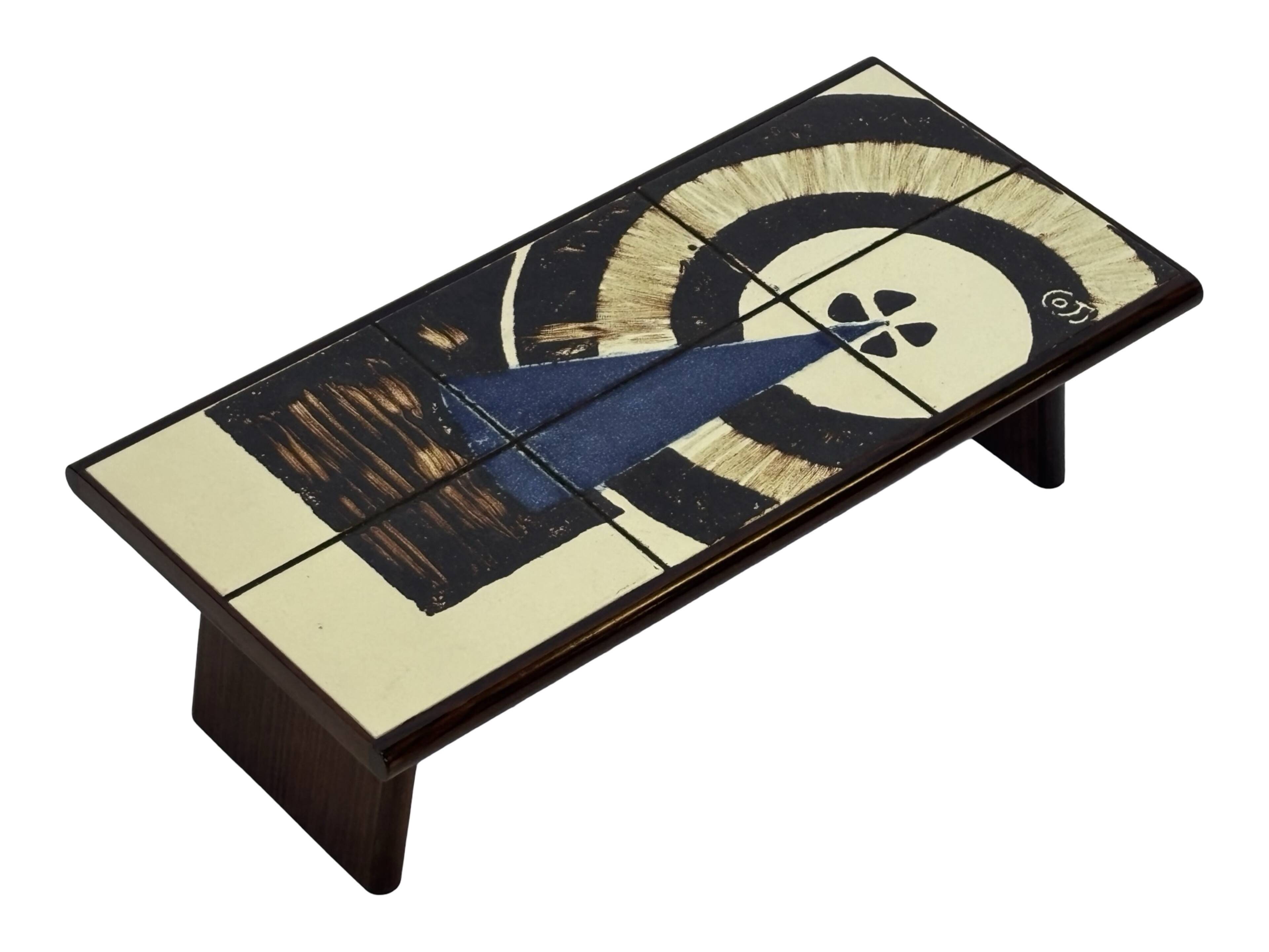 Vintage plant table small side table with rosewood tiles