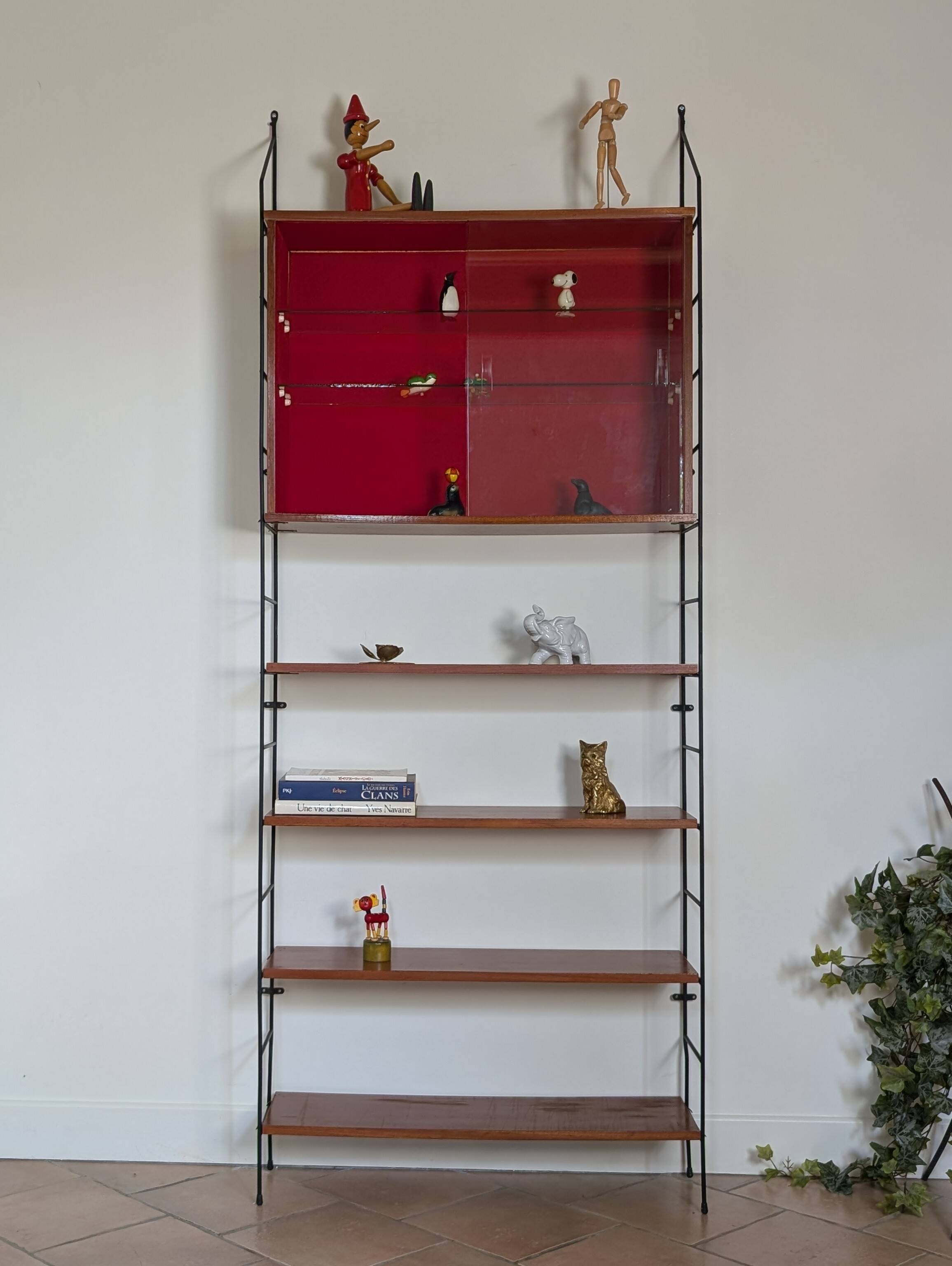 Etagère bibliothèque murale métal et bois 60'