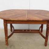 Oval table, integrated extension, in exotic wood