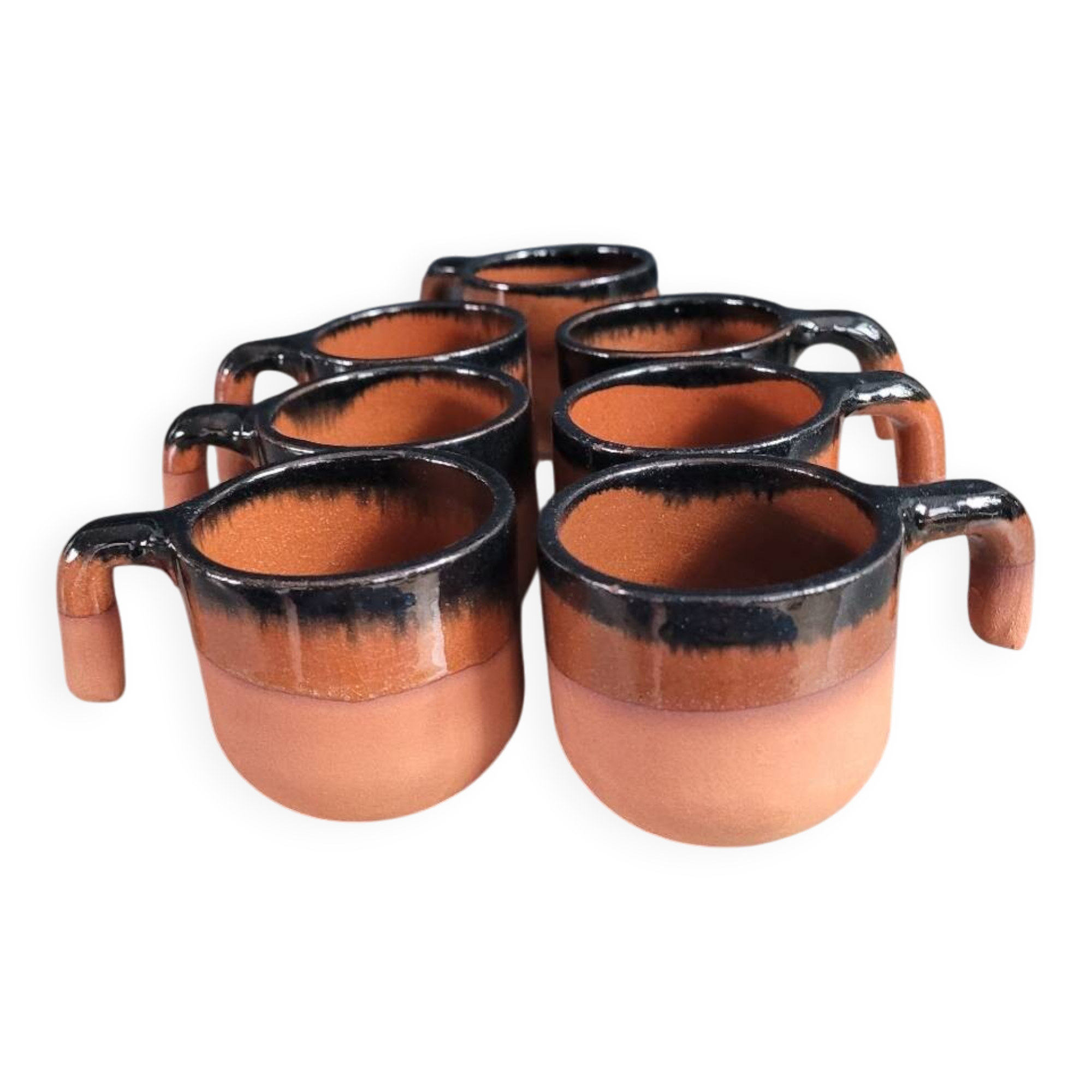 Set of 7 terracotta coffee cups