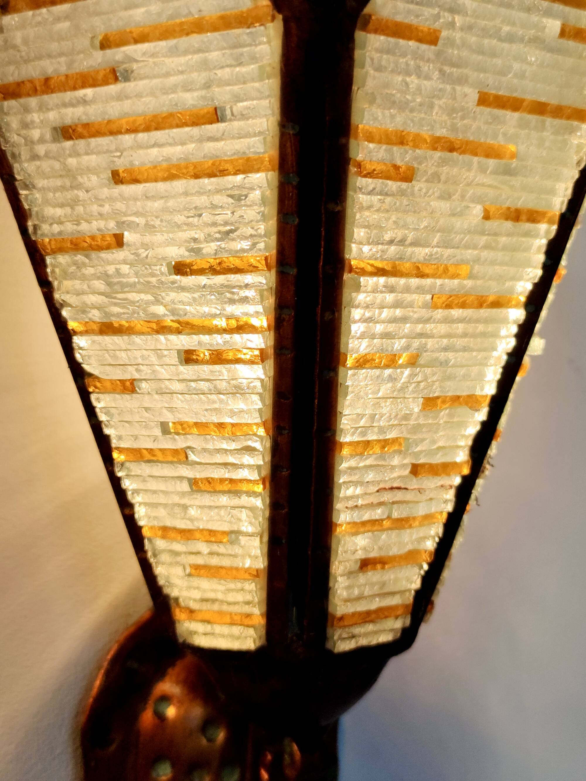 Pair of Copper and Murano Glass Appliques / Wall Lights, Italy