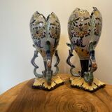 Pair of polychrome earthenware vases