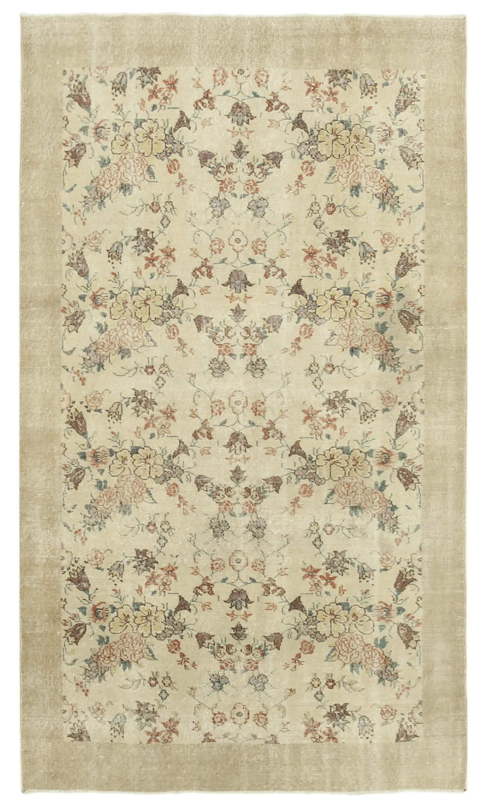 Handwoven anatolian beige rug 140 cm x 243 cm