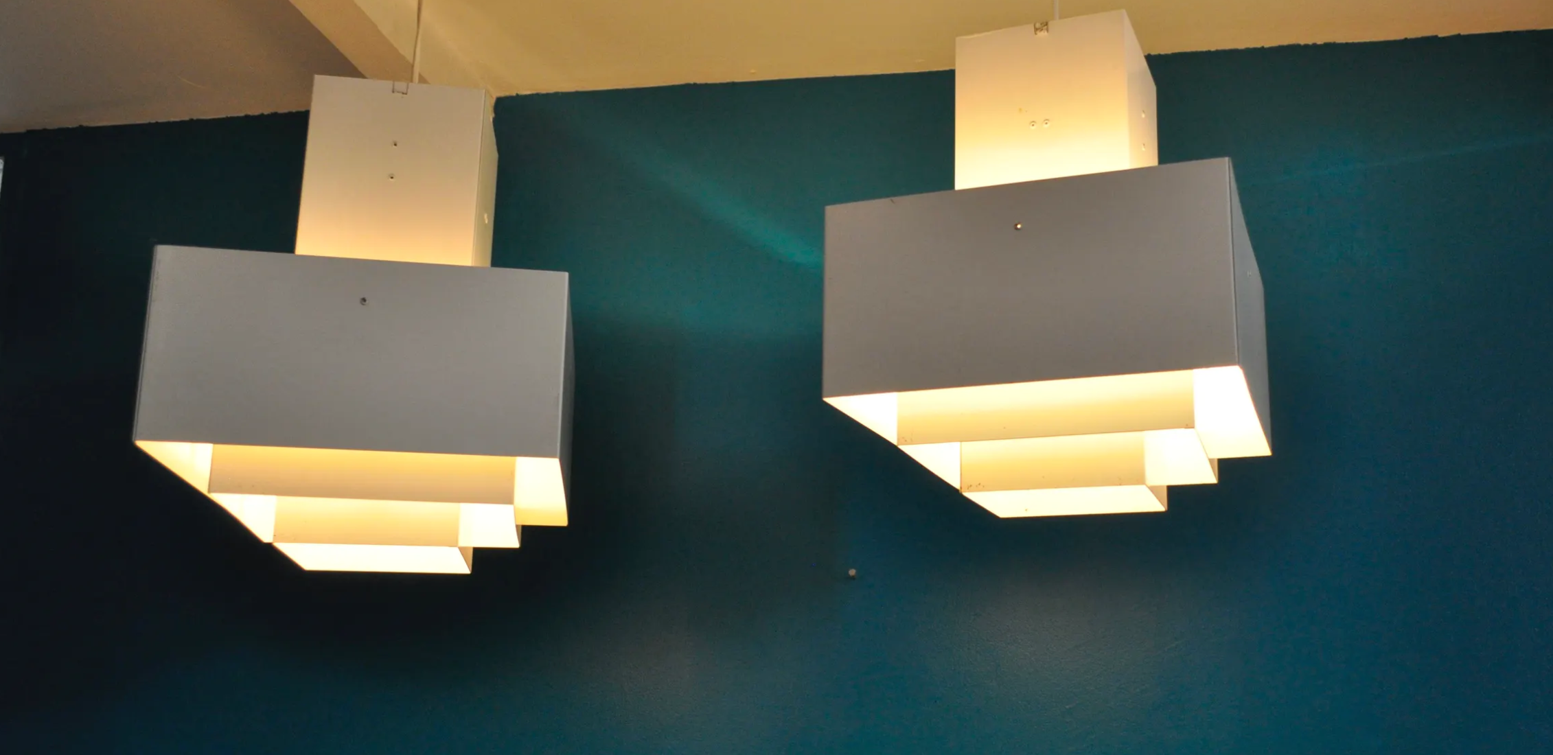 Pair of Scandinavian hanging lamps Hans Agne Jakobsson C896, Sweden 1960