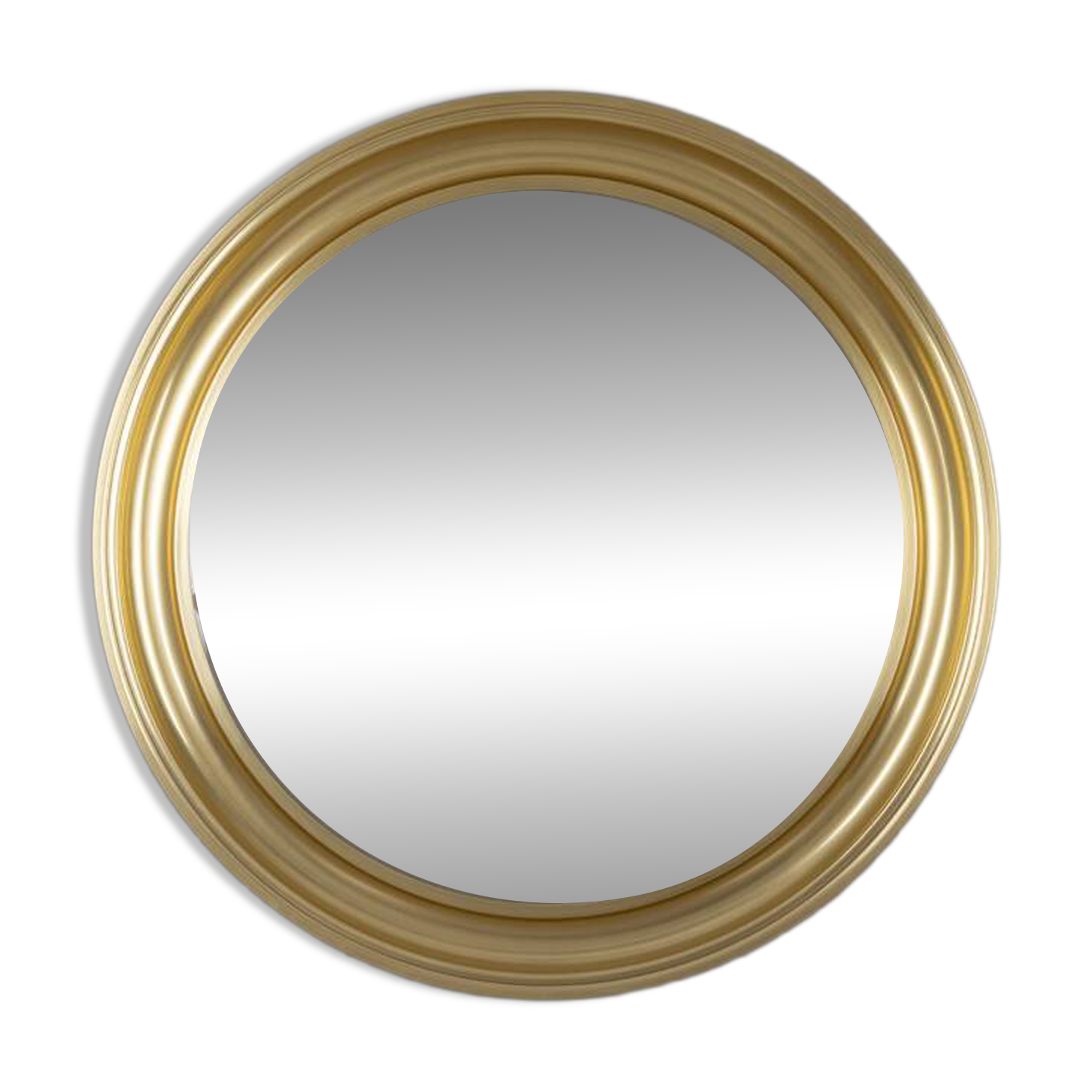 Vintage Italian Round Wall Mirror in Brass, 1970s