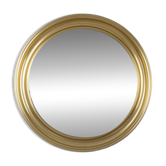 Vintage Italian Round Wall Mirror in Brass, 1970s