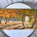 tableau huile sur toile paysage automnal signé "Senneret" vintage