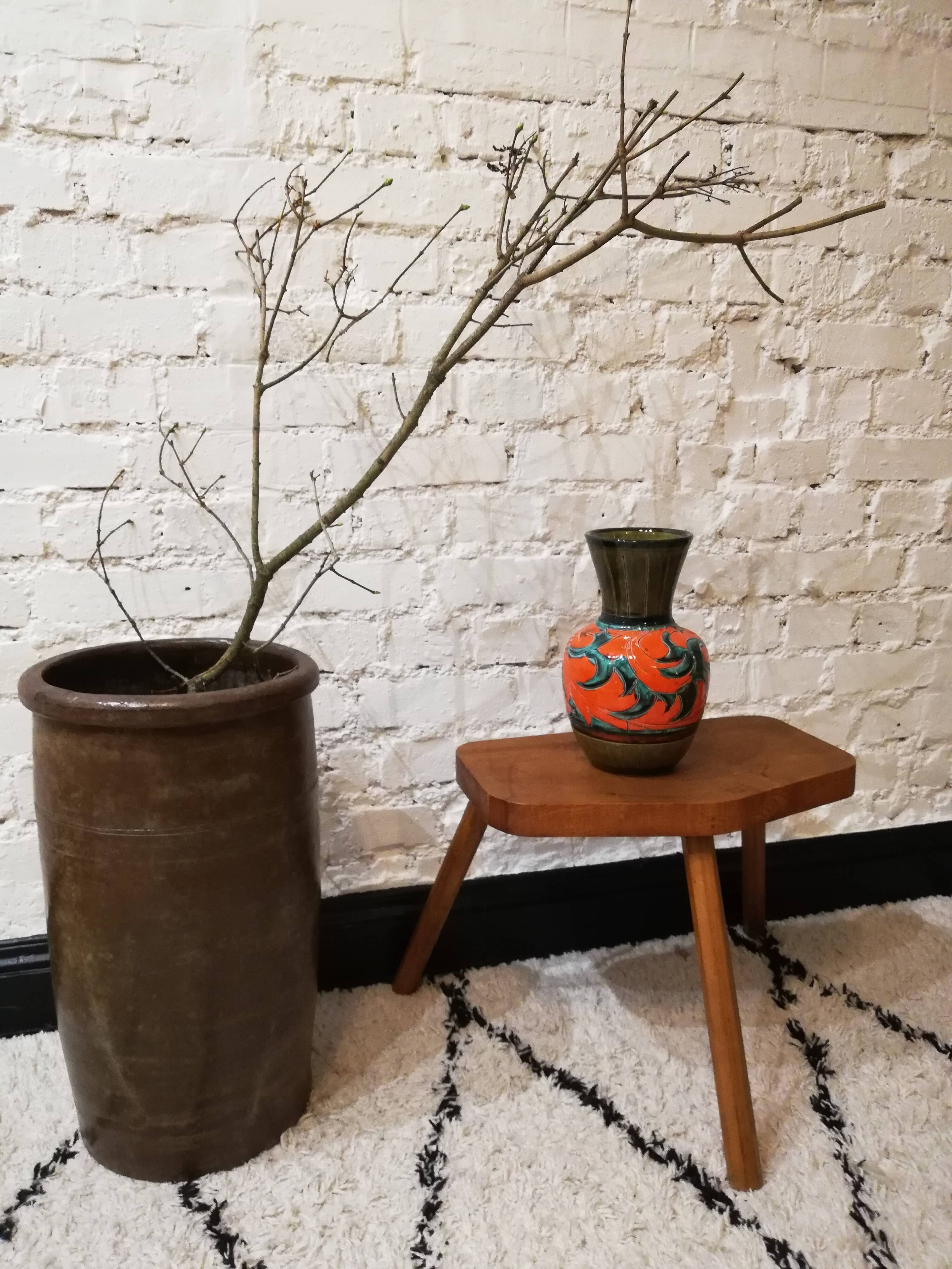 Brown glazed stoneware pot