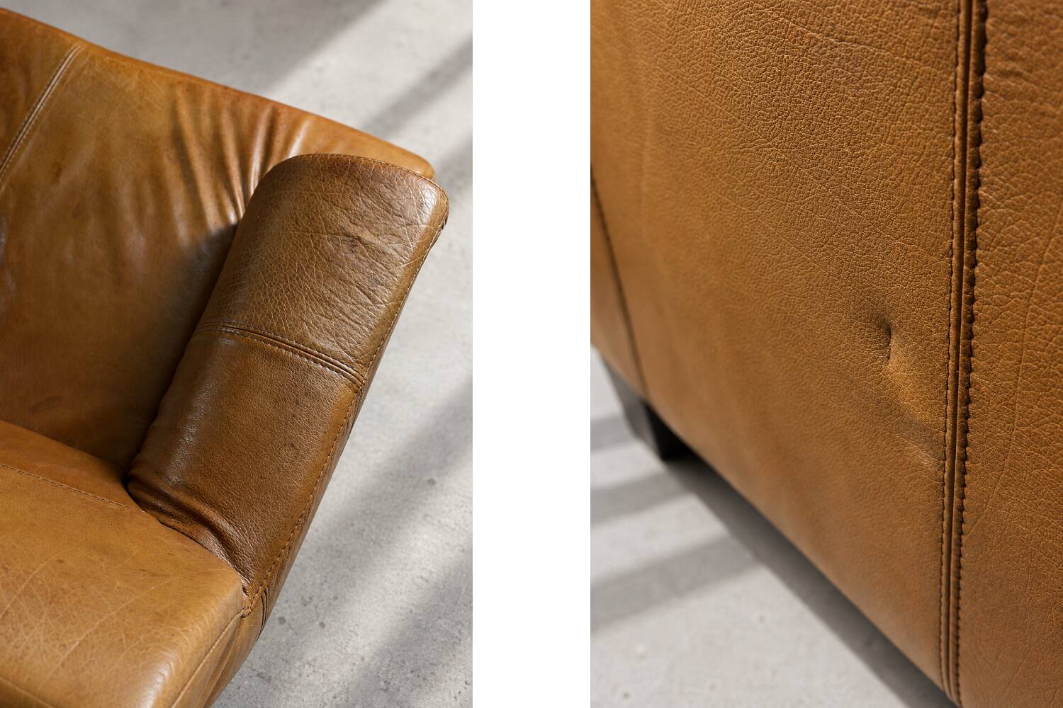 Canapé 3 places en cuir marron industriel vintage des années 1960, style mid-century modern