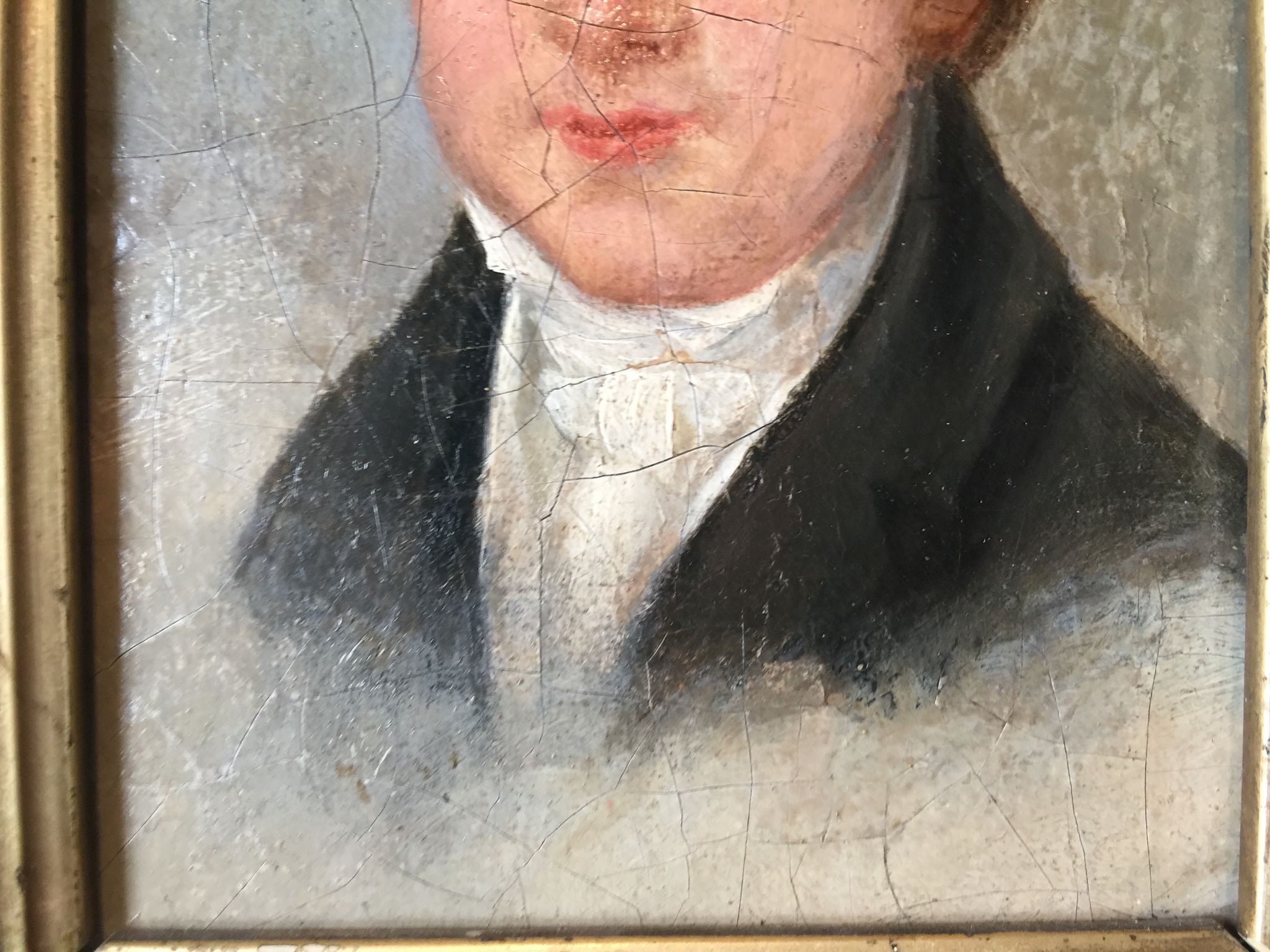 Oil on canvas mounted on panel "portrait of a young man" 19th century