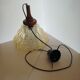 Scandinavian jellyfish pendant lamp in glass and wood 1970
