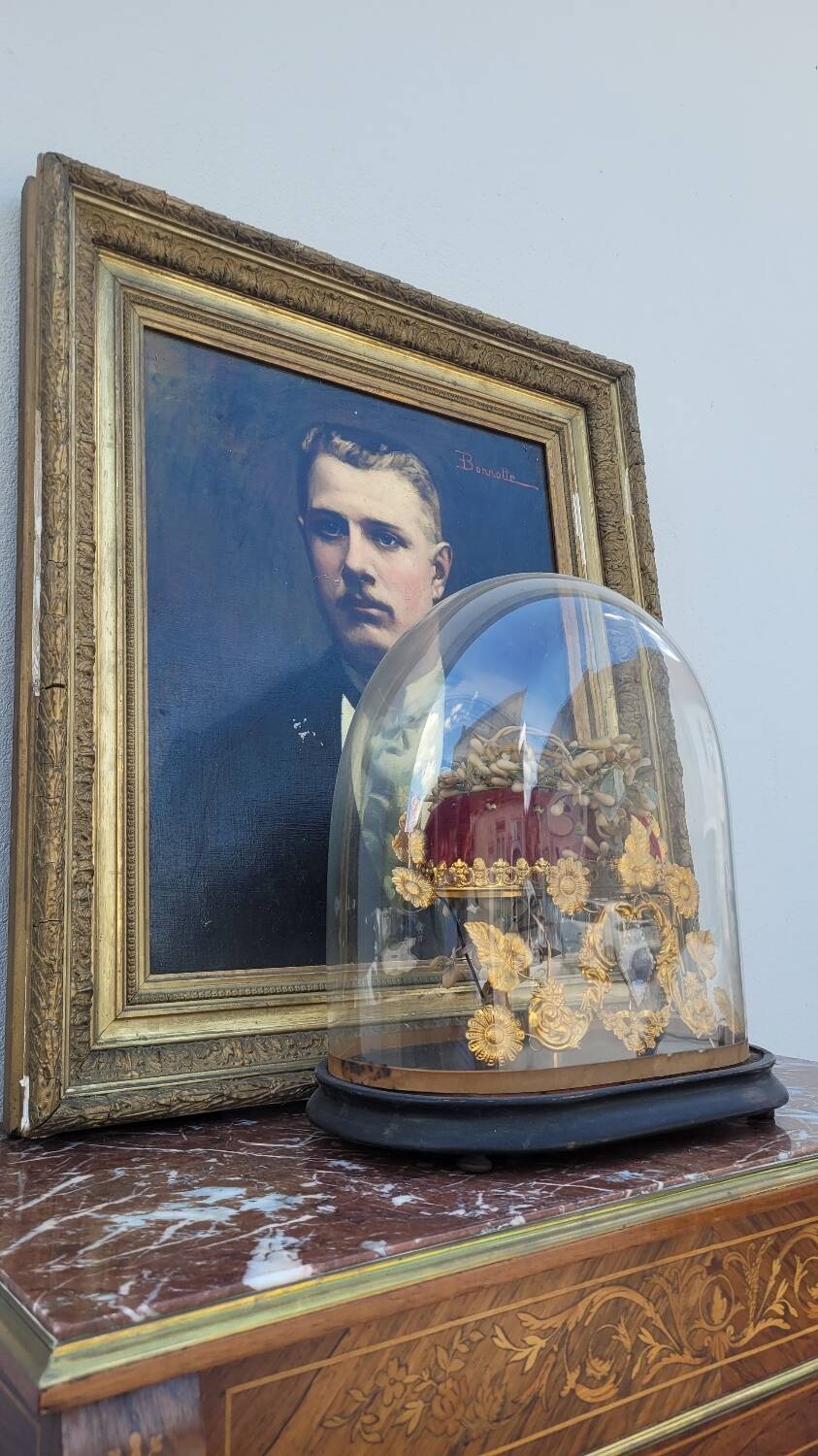 Napoleon III sideboard in floral marquetry and marble 19th century