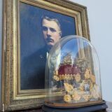 Buffet meuble d'appuie Napoléon iii en marqueterie florale et marbre 19ème