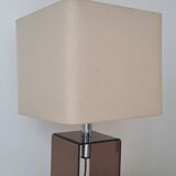 Mid-century smokey brown acrylic glass and chrome table lamp, 1970s
