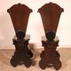 pair of stools in walnut and marquetry - 19th century