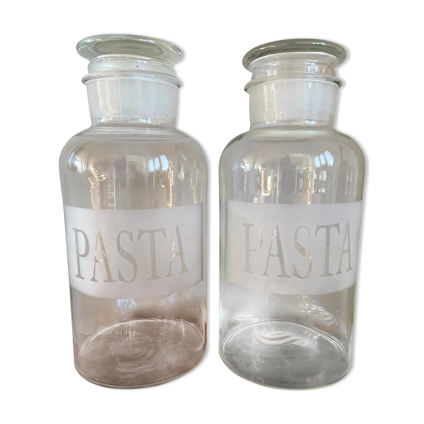 Set of 2 Large Glass Pasta Jars with Stopper Lids, 4 Litre Pasta Containers