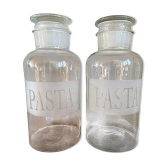 Set of 2 Large Glass Pasta Jars with Stopper Lids, 4 Litre Pasta Containers