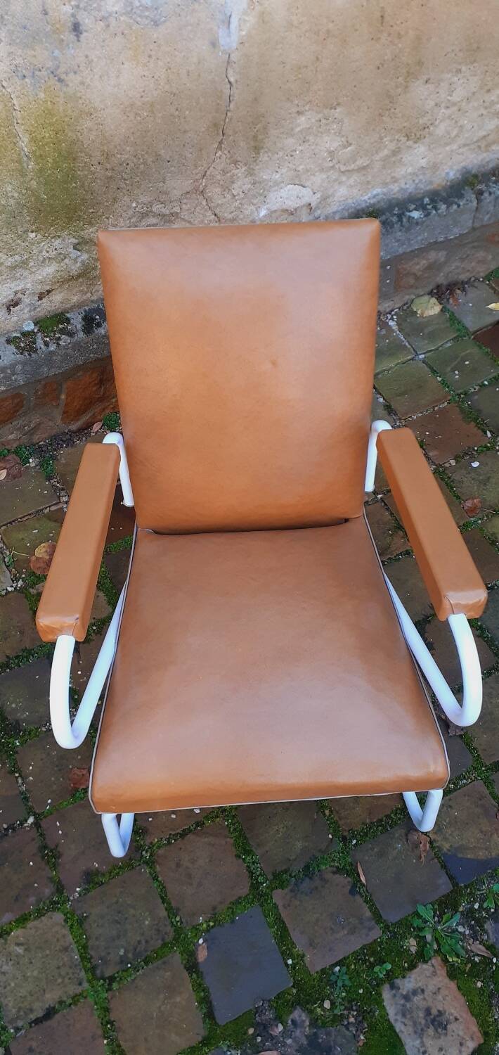 60s armchair with tubular legs, Ronéo style