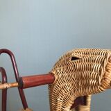 Rocking horse in rattan and bamboo