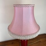 Art deco style desk lamp with a burgundy red sphere in the center the body is in lacquered iron