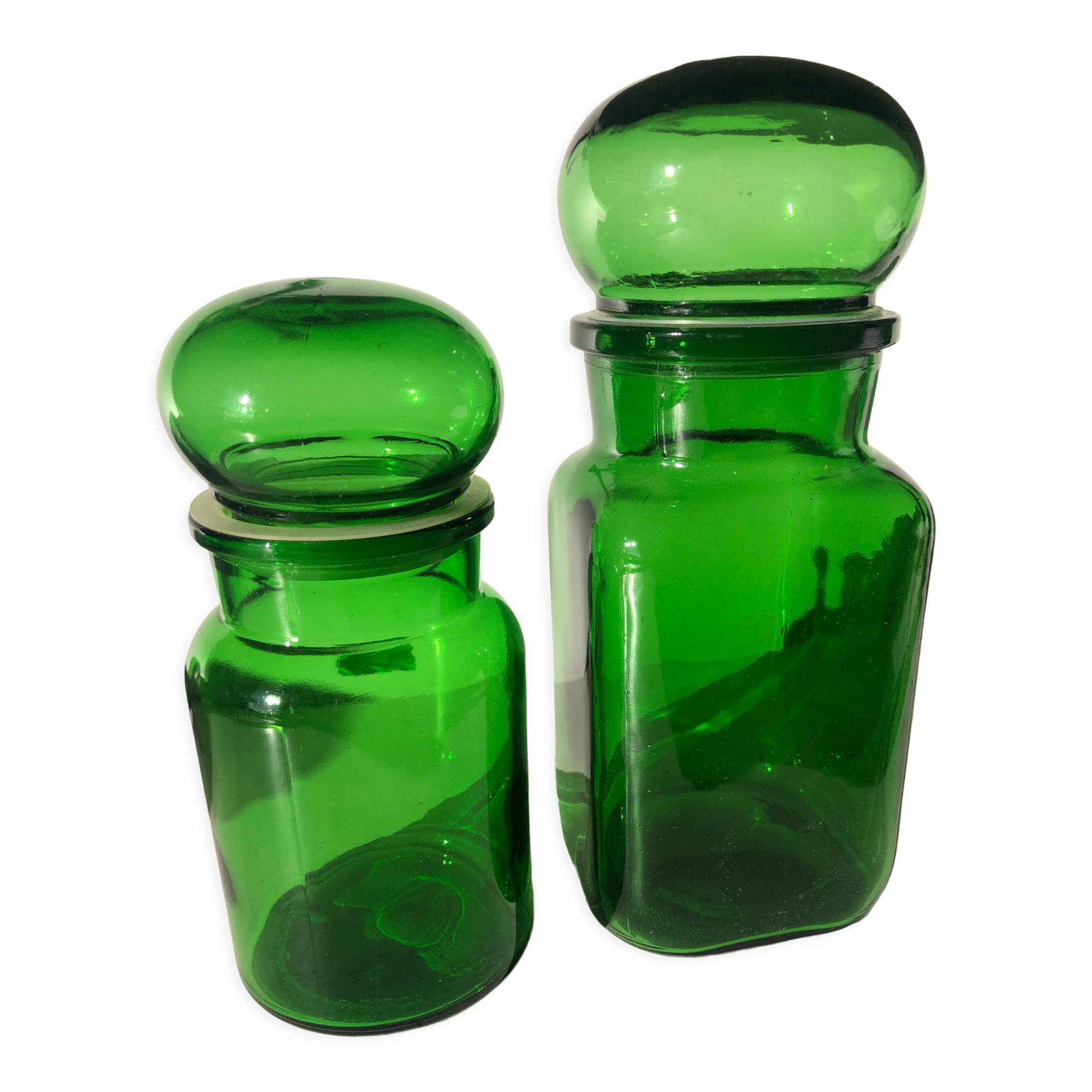 Green apothecary pots