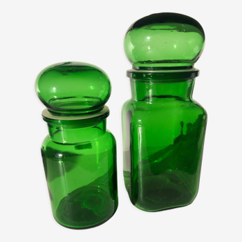 Green apothecary pots