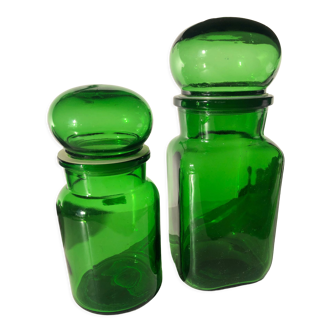 Green apothecary pots