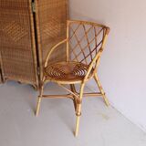 Vintage rattan chair – cross back and vintage spiral seat