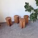Set of 4 oak stools from the 1950s, constructivist style.