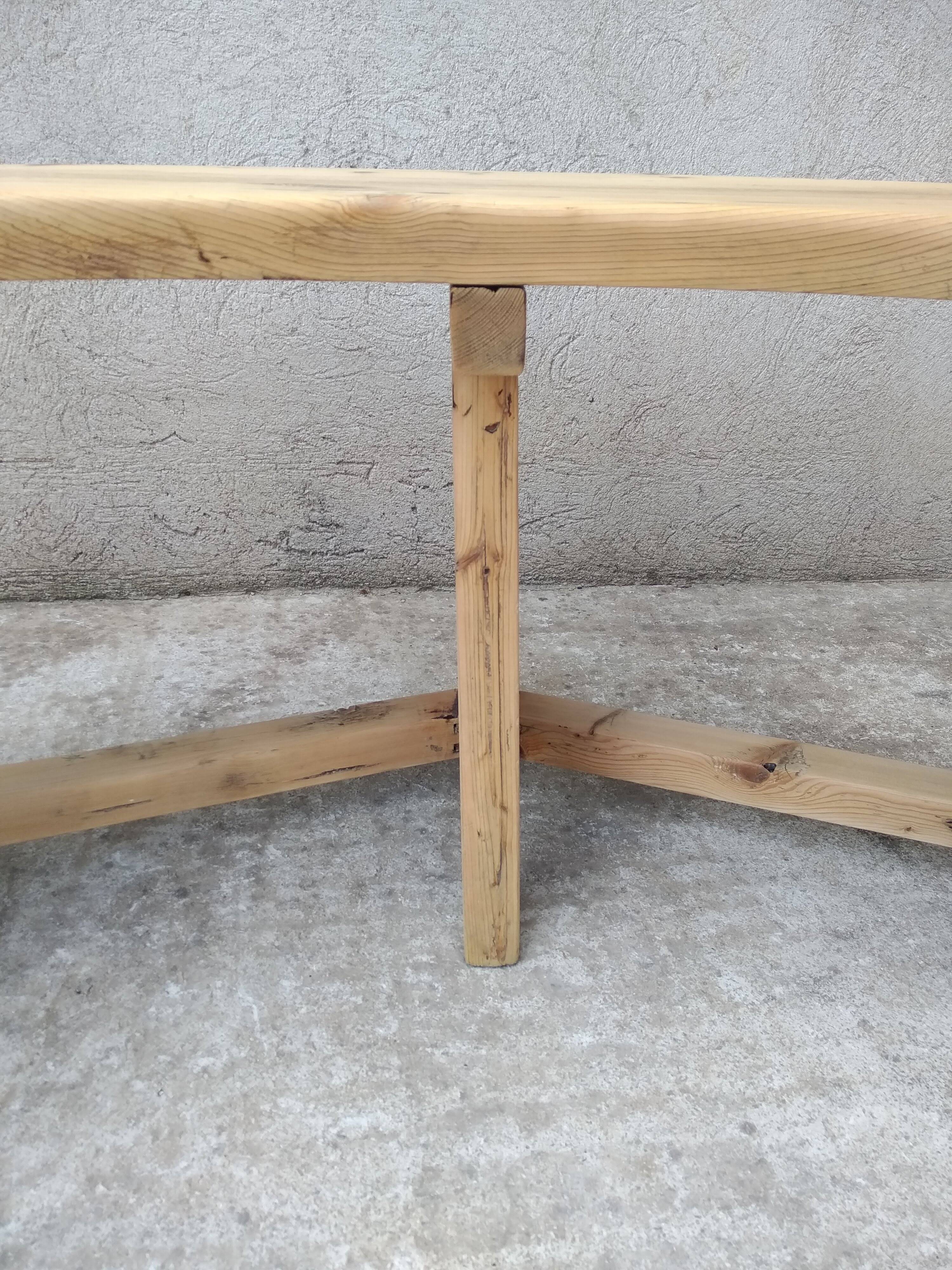 Vintage Curved Pine Bench