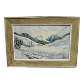 Huile sur toile Paysage de montagne Courchevel signé