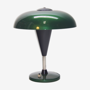 Green metallic mushroom table lamp, 1960s