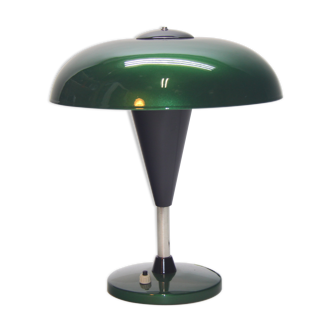 Green metallic mushroom table lamp, 1960s