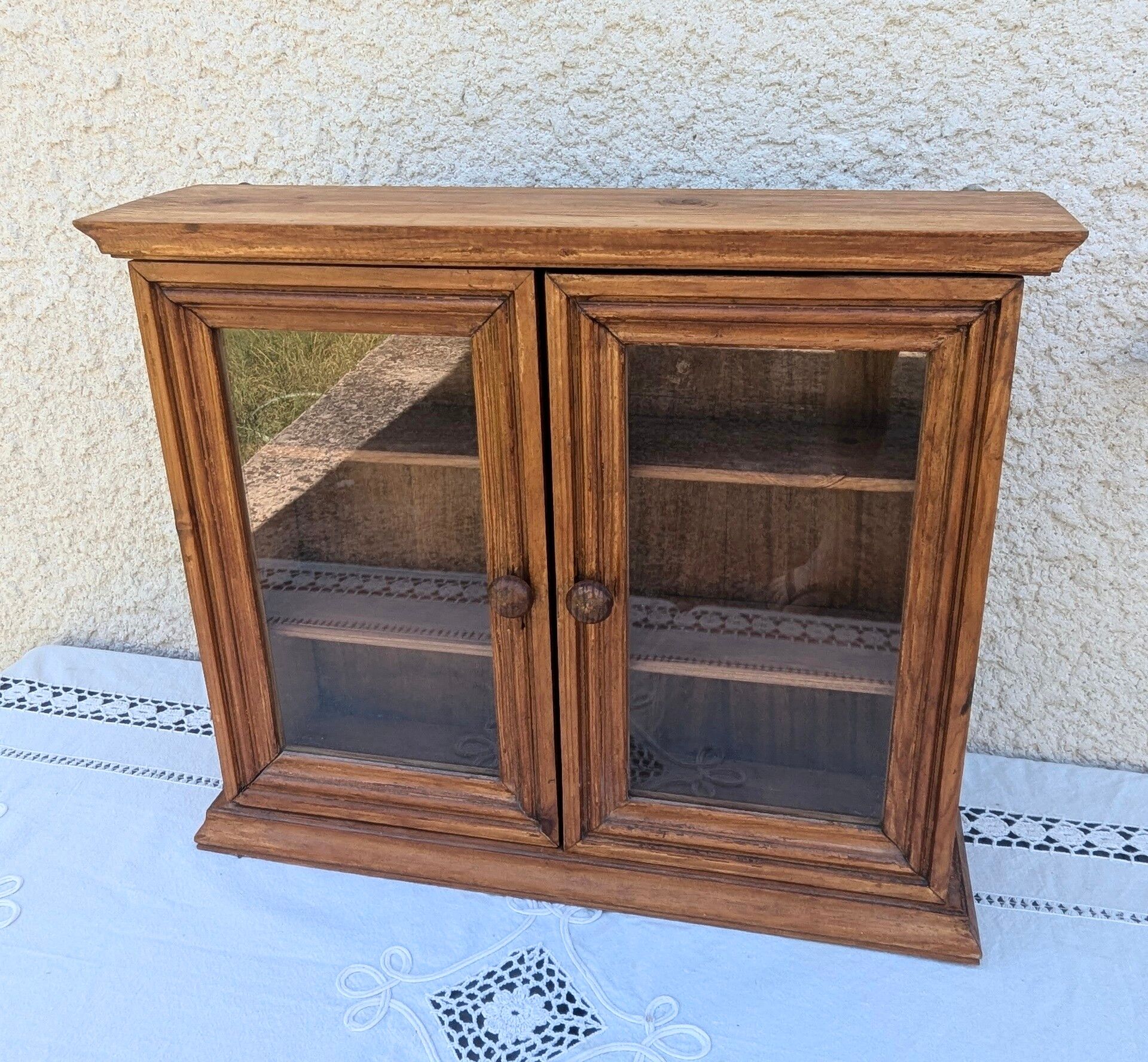 Small Wall Display Cabinet Pine Chalet Mountain Vintage Decor 60s 70s