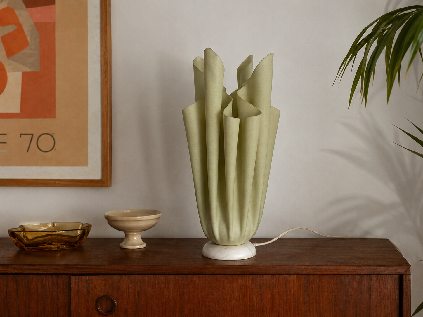 Lampe vintage 1970 de table Ophélie Georgia Jacob vert amande - 37 cm
