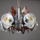 Mazzega chandelier in murano glass, chrome and wood, 1970's