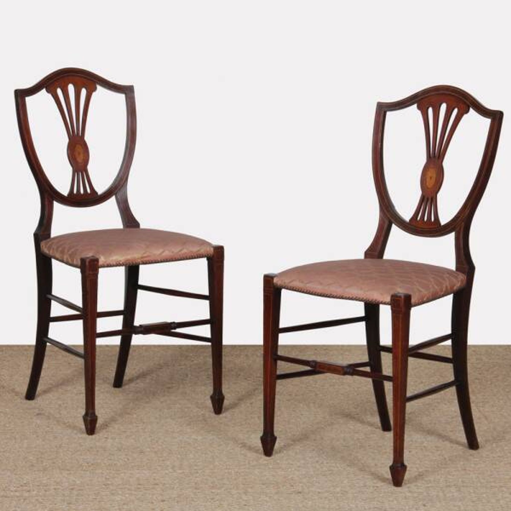 Pair of chairs, English work from the late 19th century.